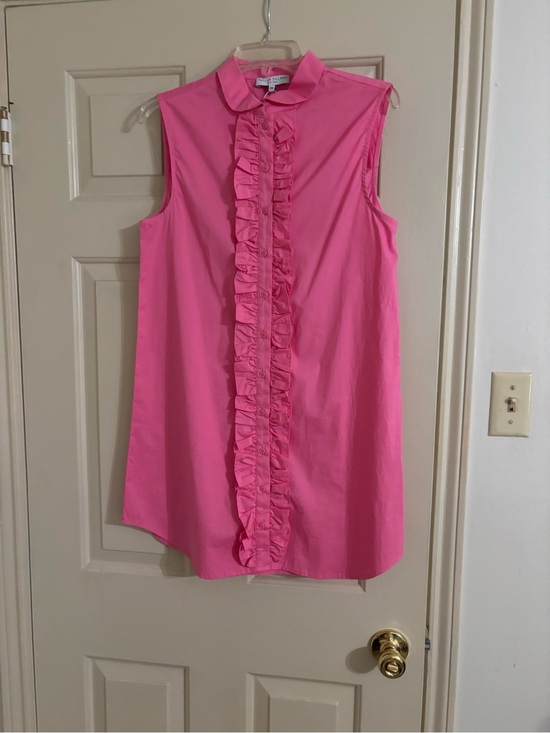 Taylor Tillman Dresses & Skirts - Sleeveless Pink Ruffle-Front Shirt Dress  Like New!